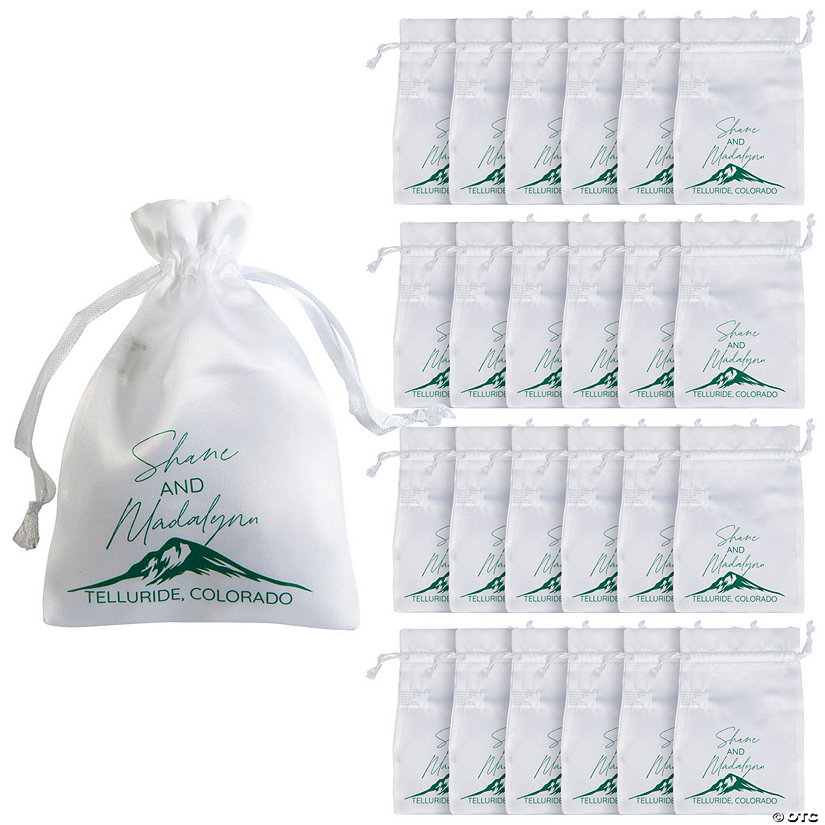 4" x 6" Personalized Mini Mountain Satin Drawstring Bags - 24 Pc. Image Thumbnail