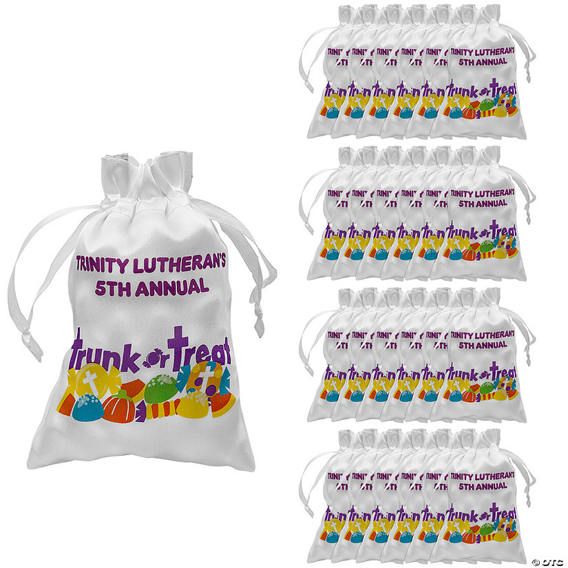 4" x 6" Personalized Religious Mini Trunk-or-Treat Satin Drawstring Bags - 24 Pc. Image Thumbnail