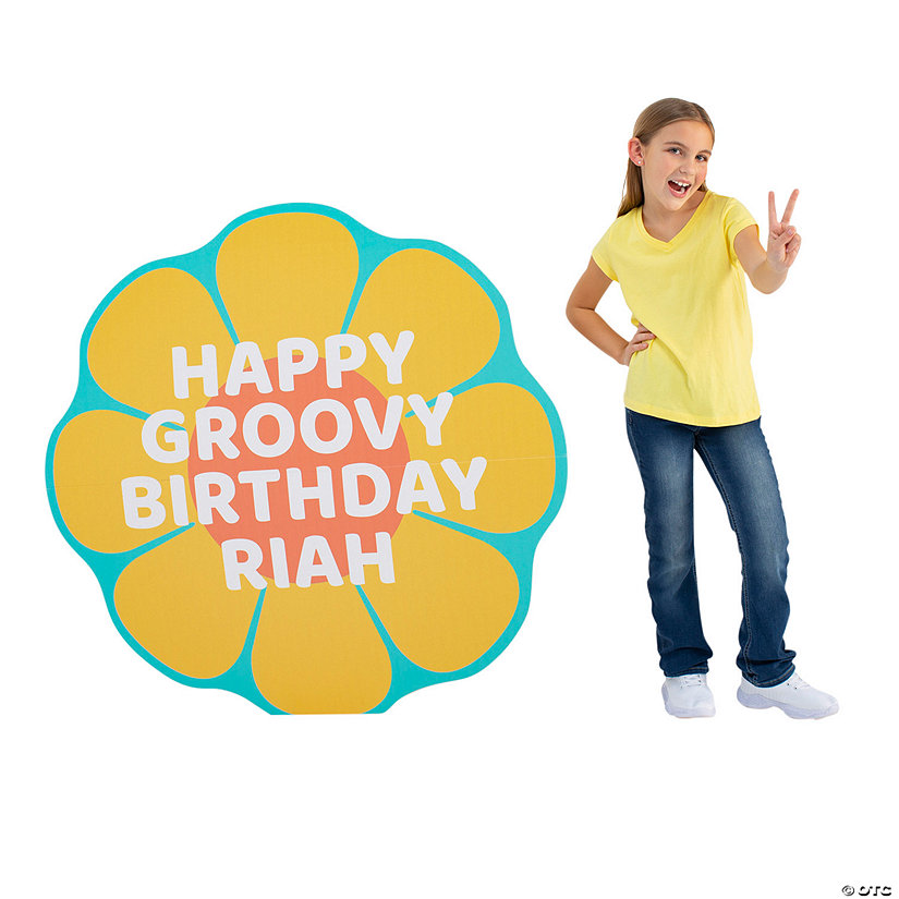43 1/4" Personalized Groovy Flower-Shaped Cardboard Cutout Stand-Up Image Thumbnail