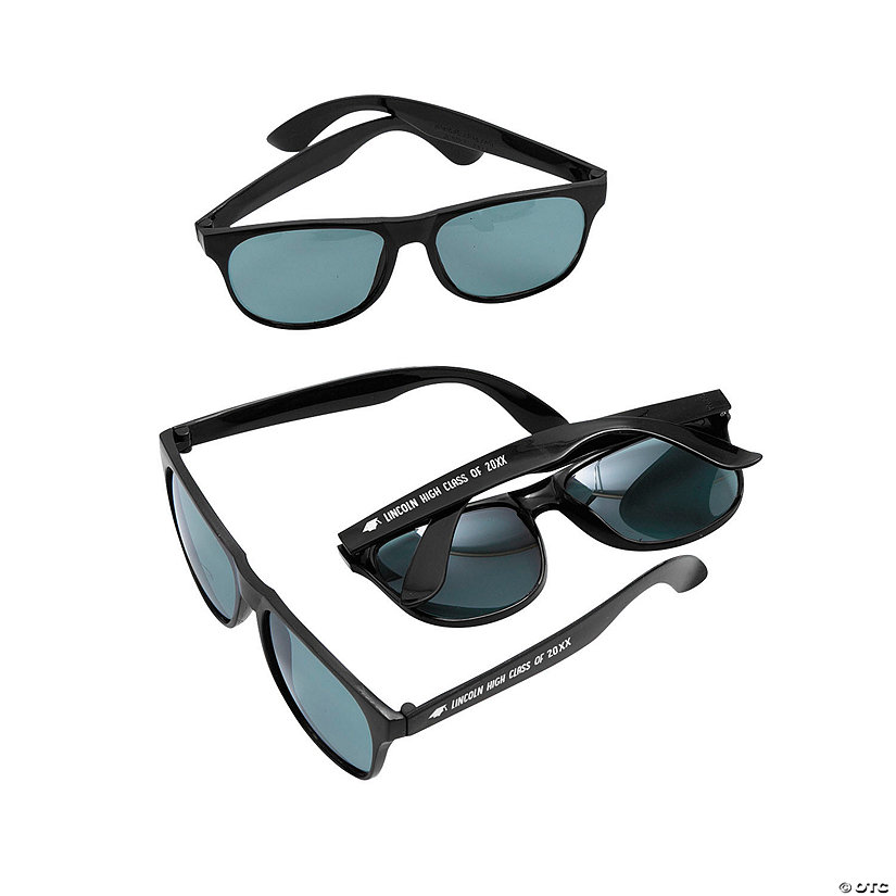 5 1/2" Bulk 48 Pc. Personalized Graduation Black Plastic Novelty Sunglasses Image Thumbnail