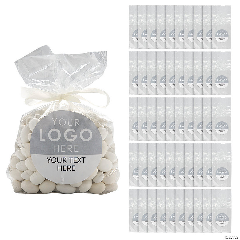 5 1/2" x 11" Bulk 50 Pc. Custom Full-Color Logo Clear Cellophane Treat Bag Kit Image Thumbnail