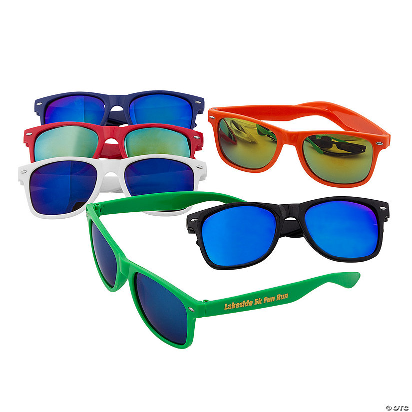 5 1/2" x 5 1/2" Bulk 48 Pc. Personalized Mirrored Lens Sunglasses Image Thumbnail