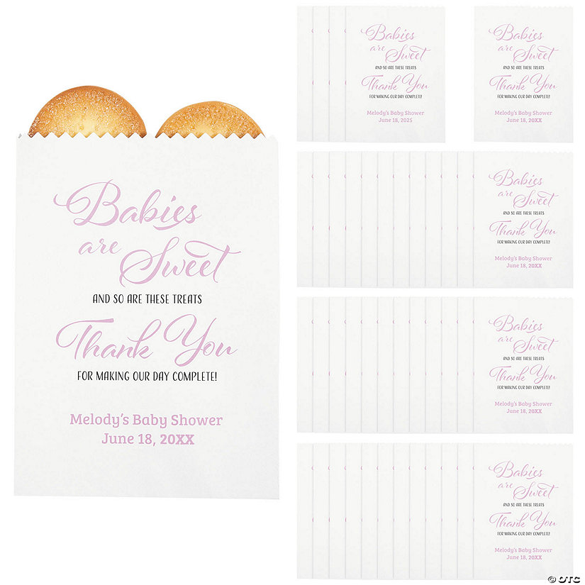 5 1/2" x 8" Bulk 50 Pc. Personalized Baby Shower Thank You Paper Treat Bags Image Thumbnail