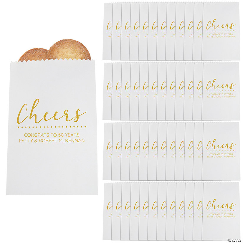 5 3/4" x 8" Bulk 50 Pc. Personalized Cheers Paper Treat Bags Image Thumbnail