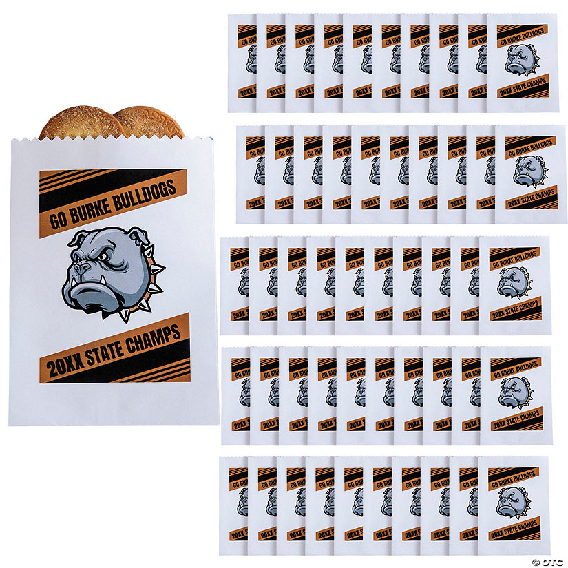 5 3/4" x 8" Bulk 50 Pc. Personalized Full-Color Logo Team Spirit Paper Treat Bags Image Thumbnail