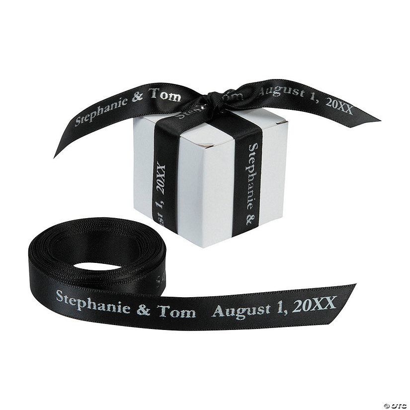 5/8" - Black Satin Personalized Ribbon - 25 ft. Image
