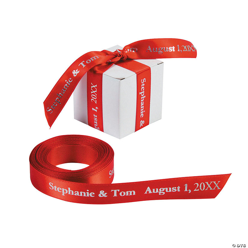 5/8" - Red Satin Personalized Ribbon - 25 ft. Image