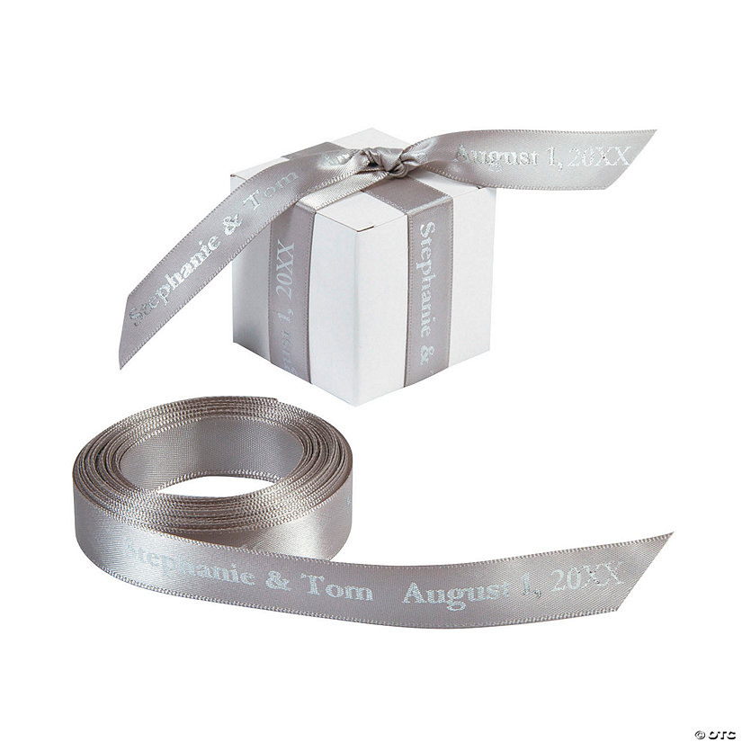 5/8" - Silver Satin Personalized Ribbon - 25 ft. Image