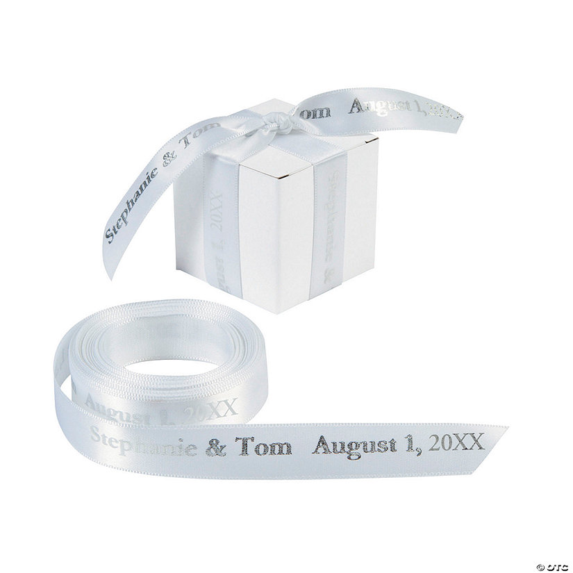 5/8" - White Satin Personalized Ribbon - 25 ft. Image