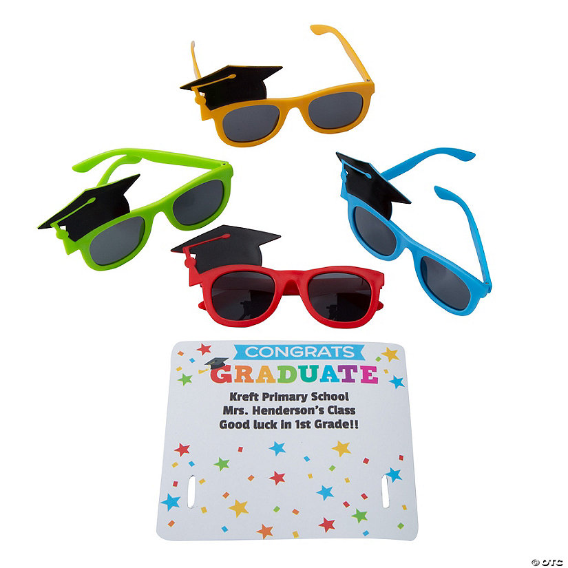 5" x 3" Kids Personalized Graduation Multicolor Plastic Novelty Sunglasses with Card for 24 Image Thumbnail
