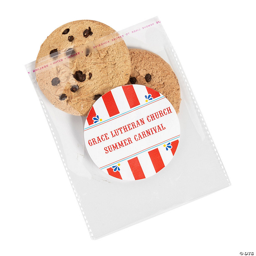 5" x 5" Bulk 144 Pc. Personalized Carnival Clear Plastic Cookie Bags Image Thumbnail