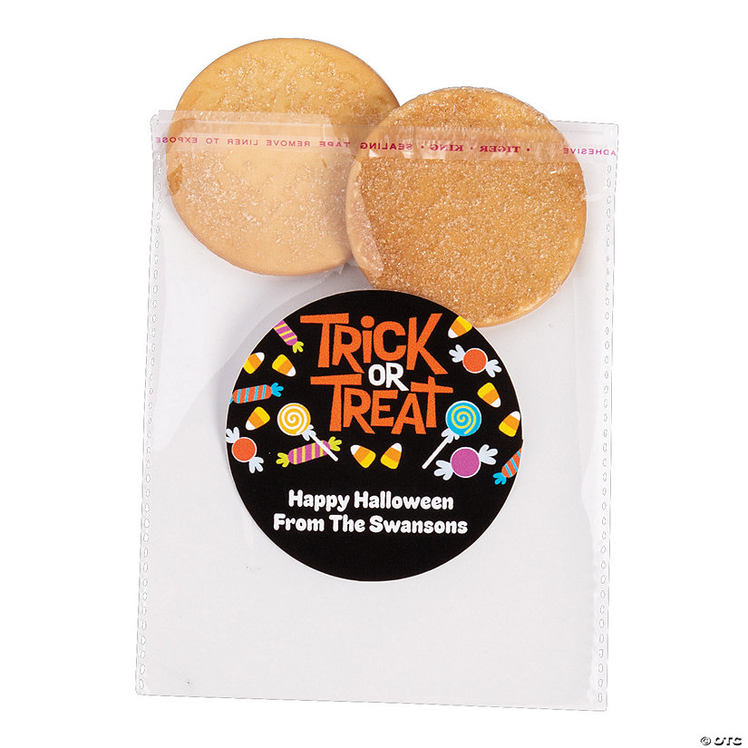 5" x 5" Bulk 144 Pc. Personalized Halloween Trick-or-Treat Clear Plastic Cookie Bags Image Thumbnail