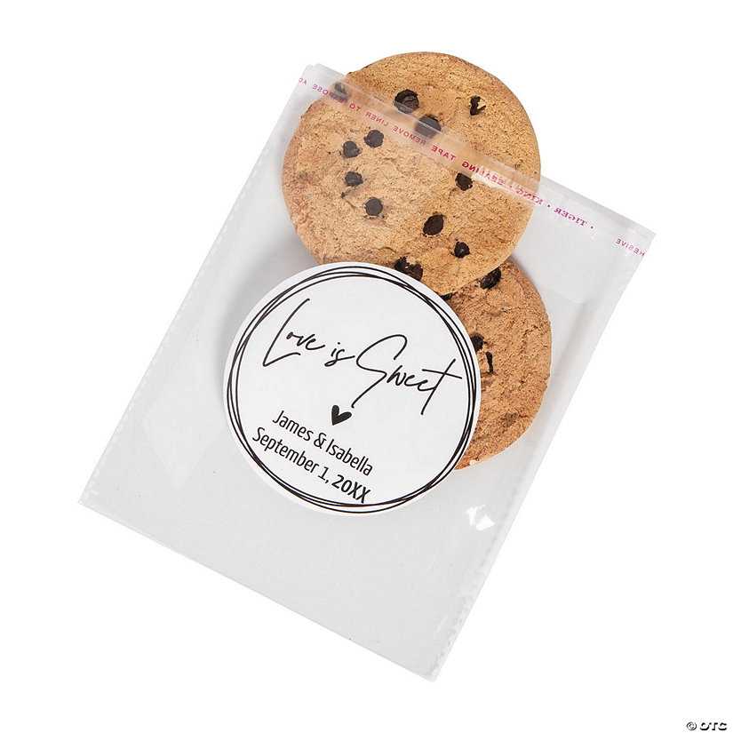 5" x 5" Personalized Bulk 144 Pc. Love is Sweet Clear Plastic Cookie Bags Image Thumbnail