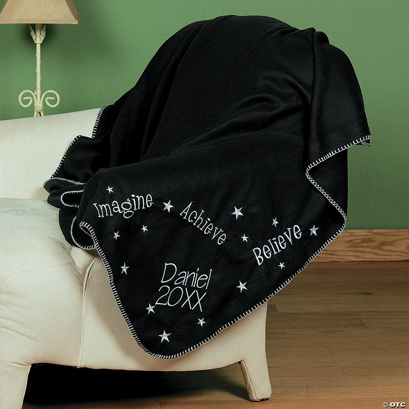 50" x 60" Personalized Embroidered Graduation Black Fleece Throw Blanket Image Thumbnail