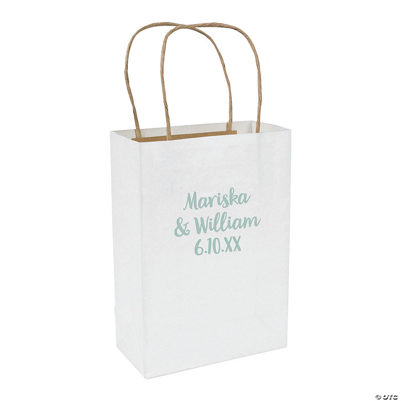 6 1/2" x 9" Bulk 72 Pc. Medium White Personalized Kraft Paper Gift Bags Image Thumbnail