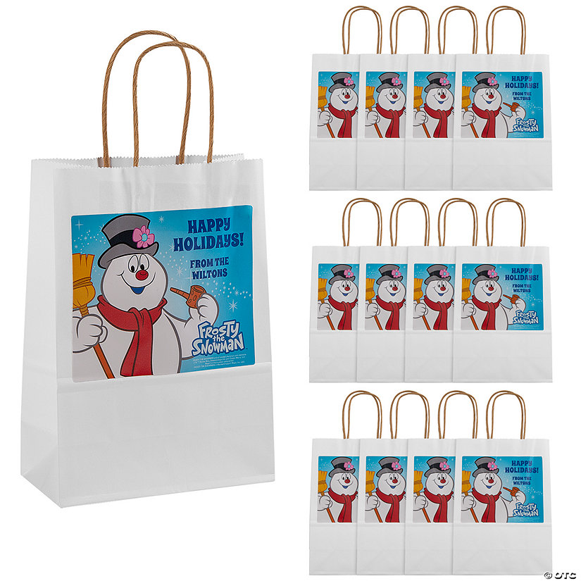 6 1/2" x 9" Personalized Medium Frosty the Snowman&#8482; Paper Gift Bags - 12 Pc. Image Thumbnail