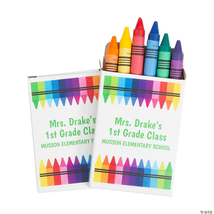 6-Color Personalized Rainbow Colors Crayon Boxes - 24 Pcs. Image Thumbnail