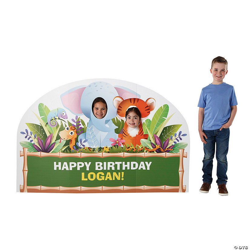 68" x 45" Personalized Zoo Animals Face Cutout Cardboard Stand-Up Image Thumbnail