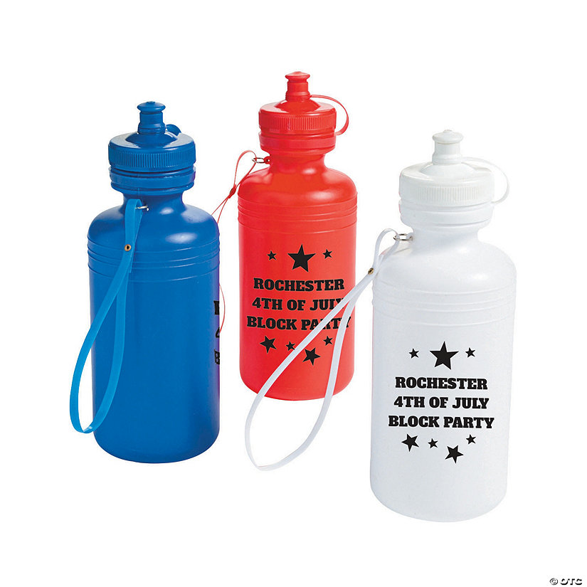7 1/2" 20 oz. Bulk 50 Pc. Personalized Patriotic BPA-Free Plastic Water Bottles Image Thumbnail