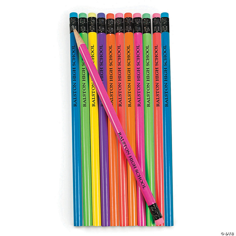 7 1/2" Bulk 72 Pc. Personalized Neon Solid Color Wood Pencils Image Thumbnail