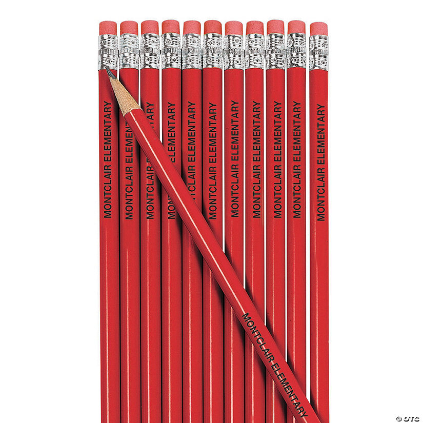 7 1/2" Personalized Classic Red Solid Color Wood Pencils - 24 Pc. Image Thumbnail