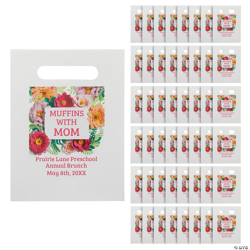 7 1/2" x 10" Bulk 50 Pc. Personalized Bright Flowers Paper Treat Bags Image Thumbnail
