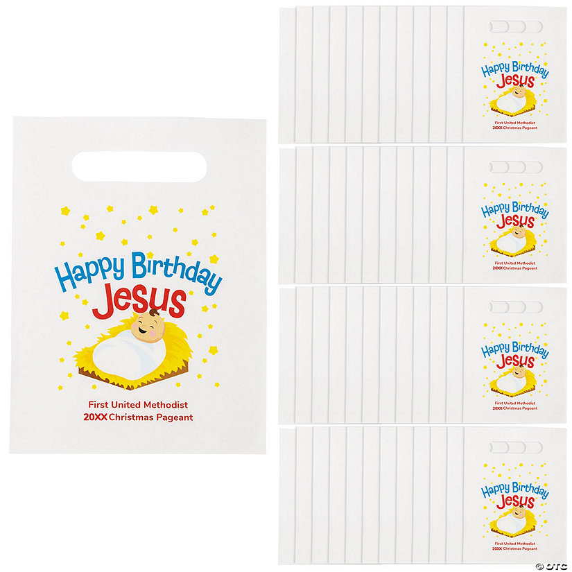7 1/2" x 10" Bulk 50 Pc. Personalized Happy Birthday Jesus Paper Treat Bags Image Thumbnail