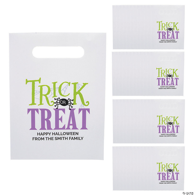 7 1/2" x 10" Bulk 50 Pc. Personalized Small Trick-or-Treat Paper Bags with Cutout Handles Image Thumbnail