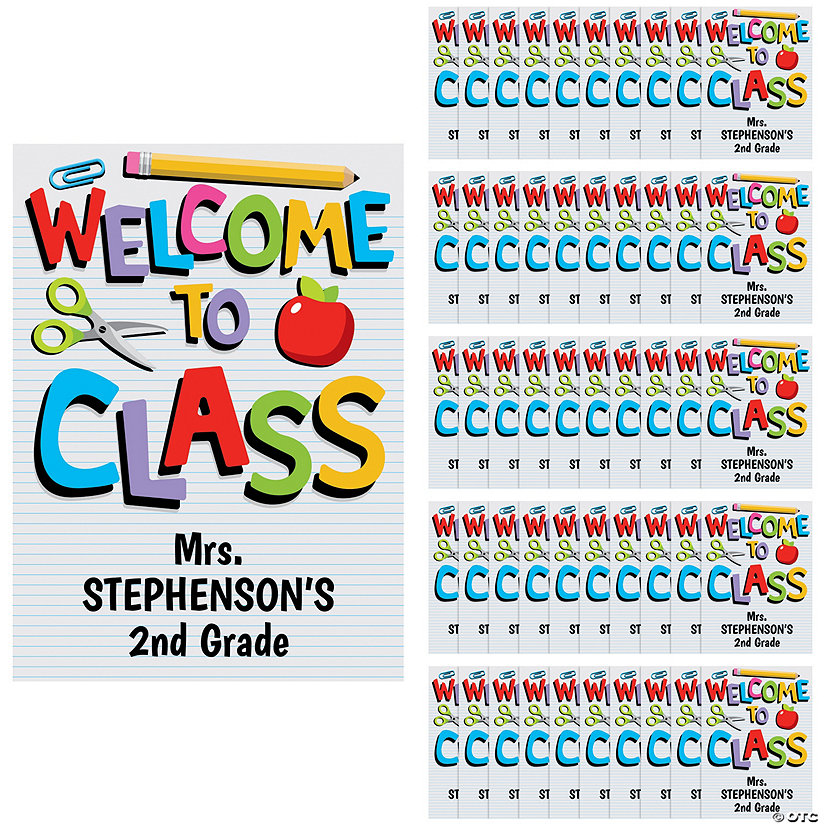 7 1/2" x 10" Bulk 50 Pc. Personalized Welcome to Class Goody Bags Image Thumbnail