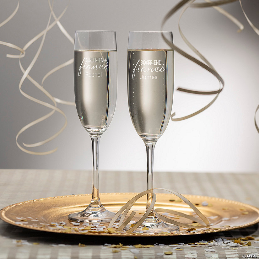 8 oz. Personalized Fianc&#233; Reusable Glass Champagne Flute Set - 2 Ct. Image Thumbnail