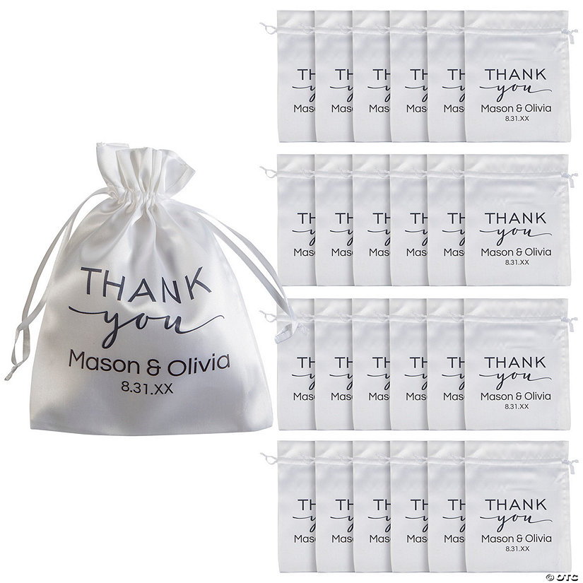 8" x 10" Personalized Medium Thank You Satin Drawstring Bags - 12 Pc. Image Thumbnail