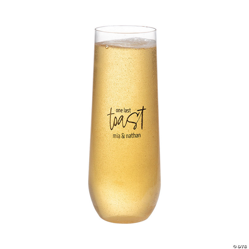 9 oz. Personalized One Last Toast Stemless Reusable Plastic Flutes - 48 Ct. Image Thumbnail