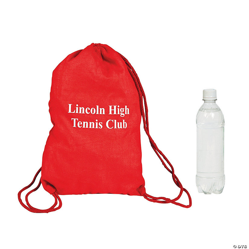 9" x 14" Personalized Red Drawstring Bags Image