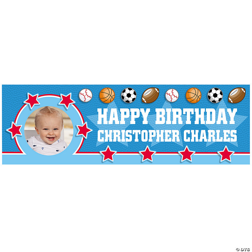 All-Star Sports Birthday Photo Custom Banner - Medium Image Thumbnail