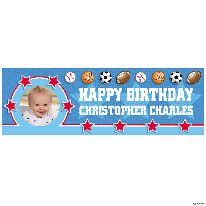 All-Star Sports Birthday Photo Custom Banner - Small Image