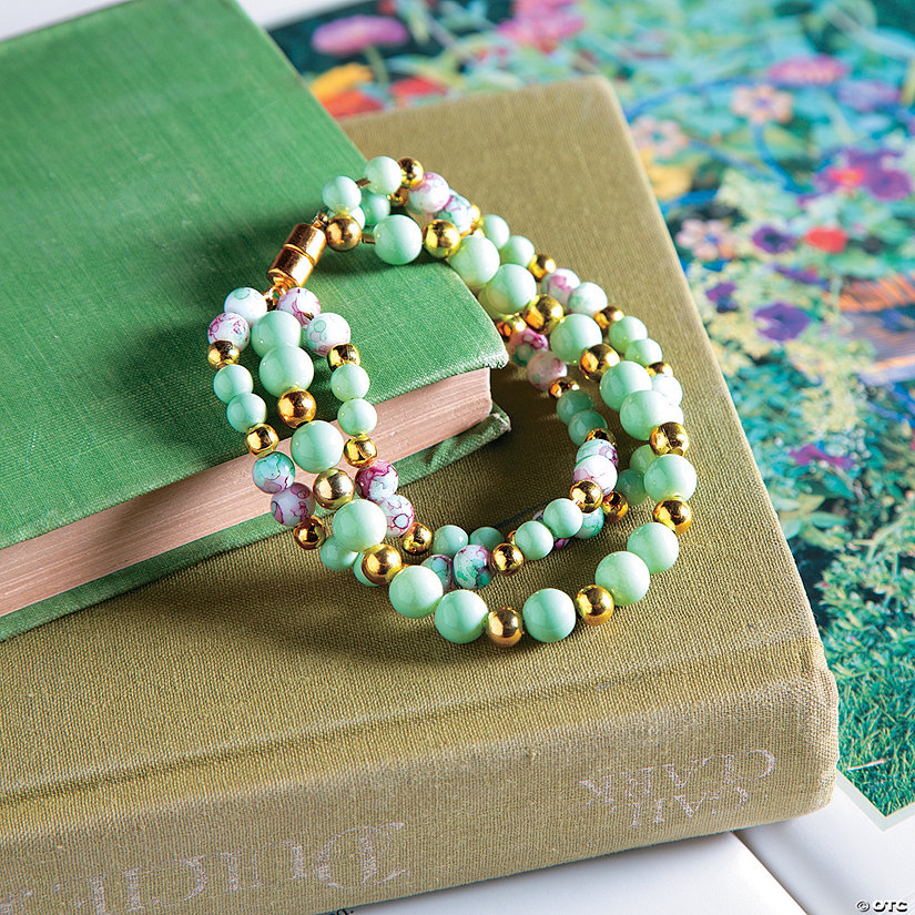 Beaded Pink & Green Spring Bracelet Idea Image