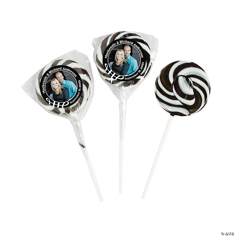 Black Custom Photo Swirl Lollipops - 24 Pc. Image Thumbnail
