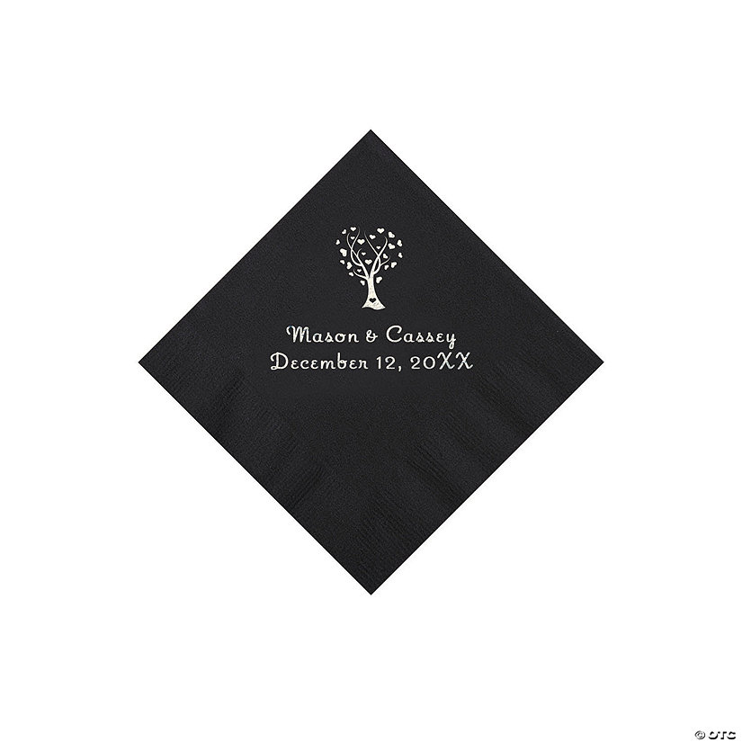 Black Love Tree Personalized Napkins - 50 Pc. Beverage Image