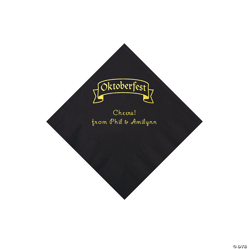 Black Oktoberfest Personalized Napkins with Gold Foil - 50 Pc. Beverage Image Thumbnail