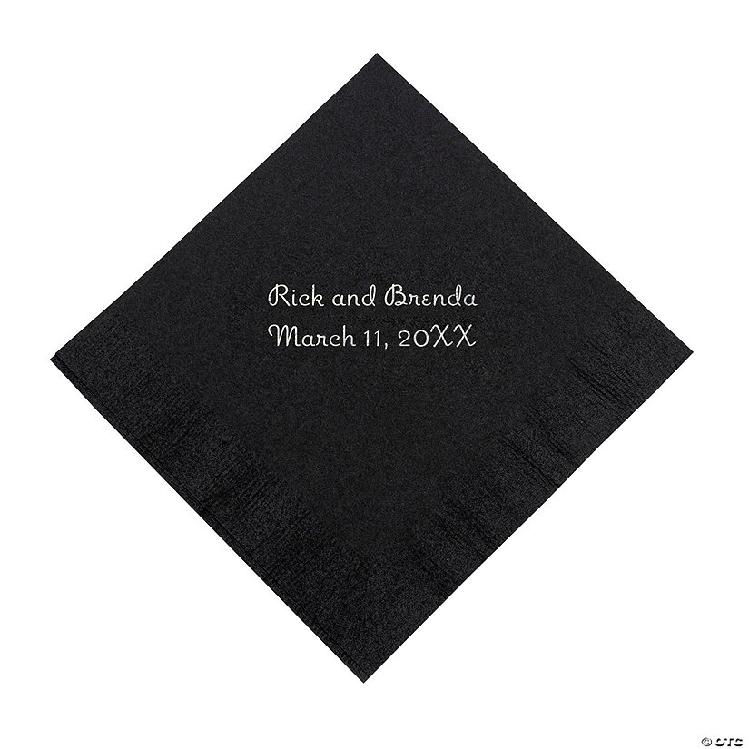 Black Personalized Napkins with Silver Foil - Beverage Image