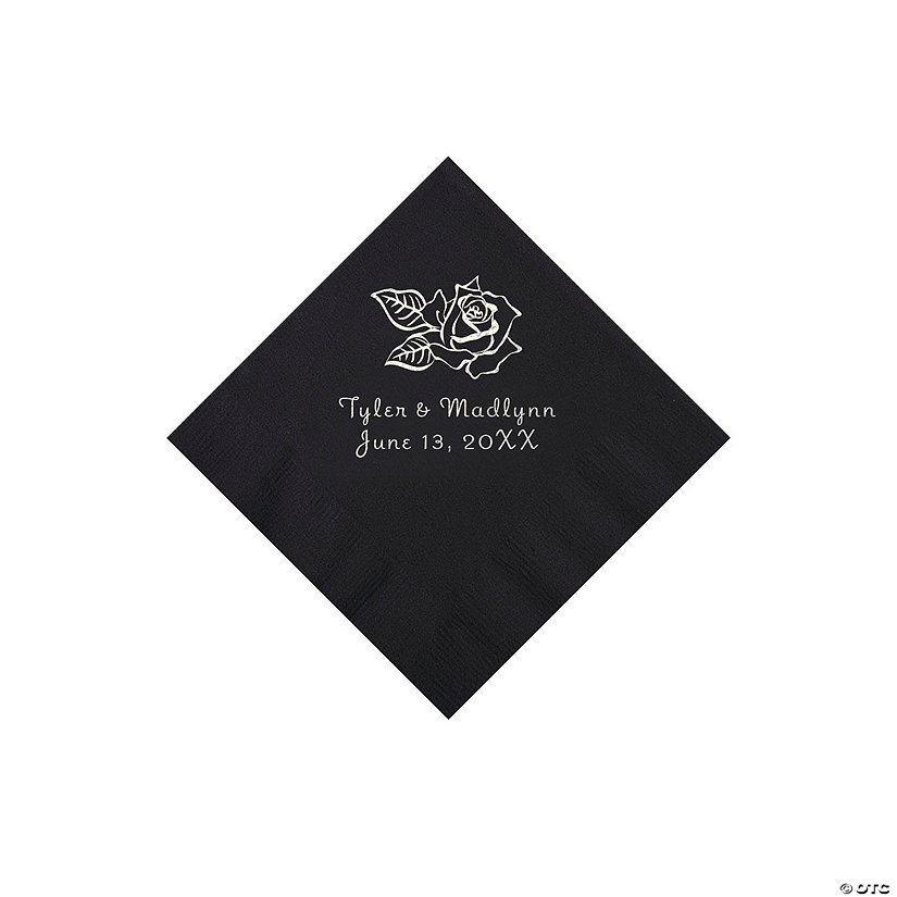 Black Rose Personalized Napkins - 50 Pc. Beverage Image
