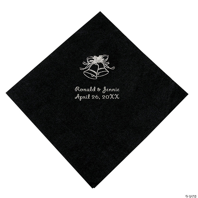 Black Wedding Personalized Napkins with Silver Foil - Luncheon Image