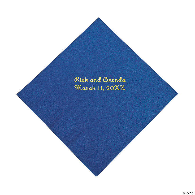 Blue Personalized Napkins with Gold Foil - Beverage Image Thumbnail
