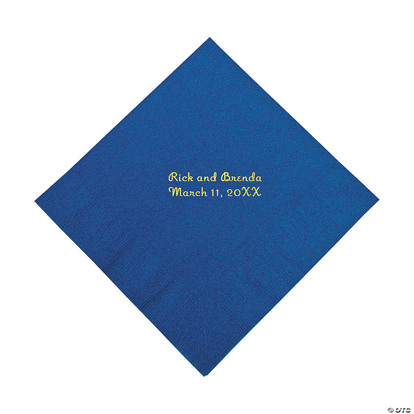 Blue Personalized Napkins with Gold Foil - Luncheon Image