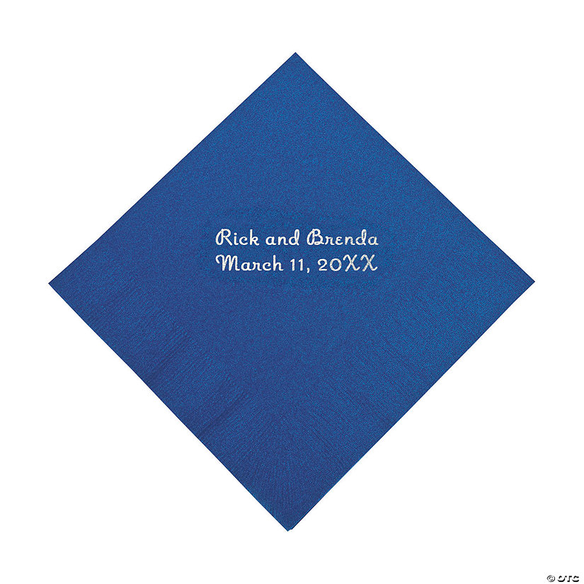 Blue Personalized Napkins with Silver Foil - Beverage Image