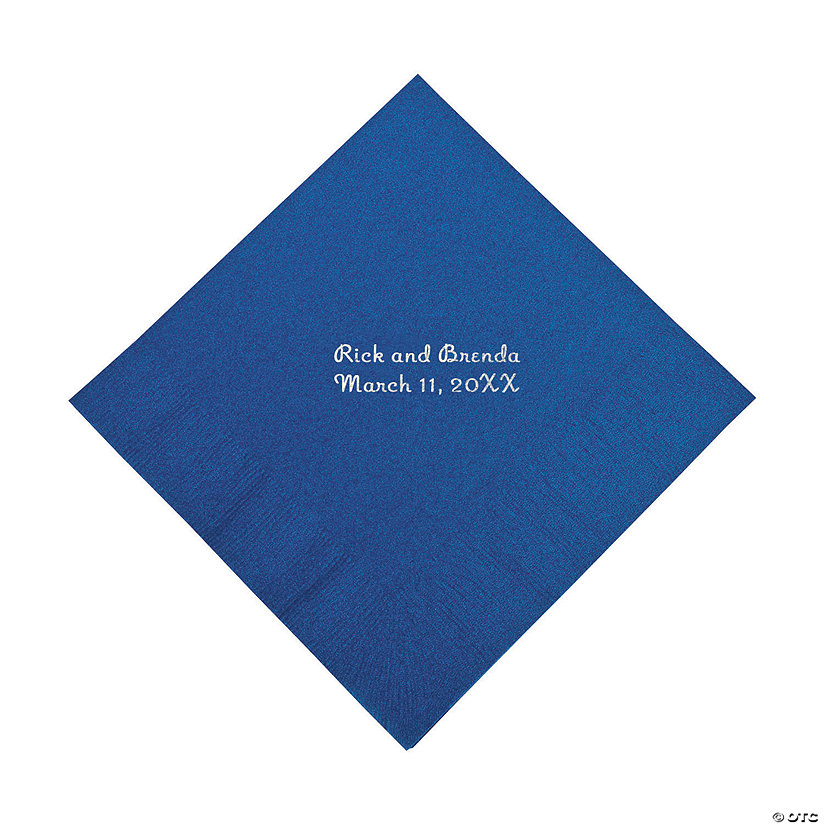 Blue Personalized Napkins with Silver Foil - Luncheon Image