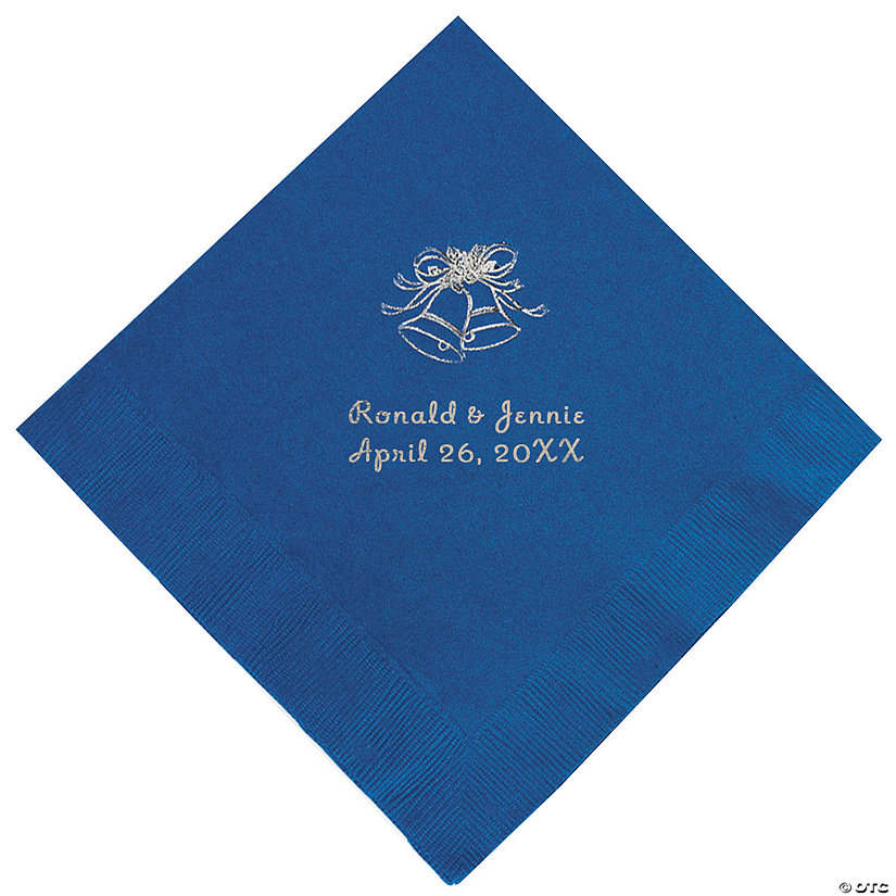 Blue Wedding Personalized Napkins with Silver Foil - Luncheon Image