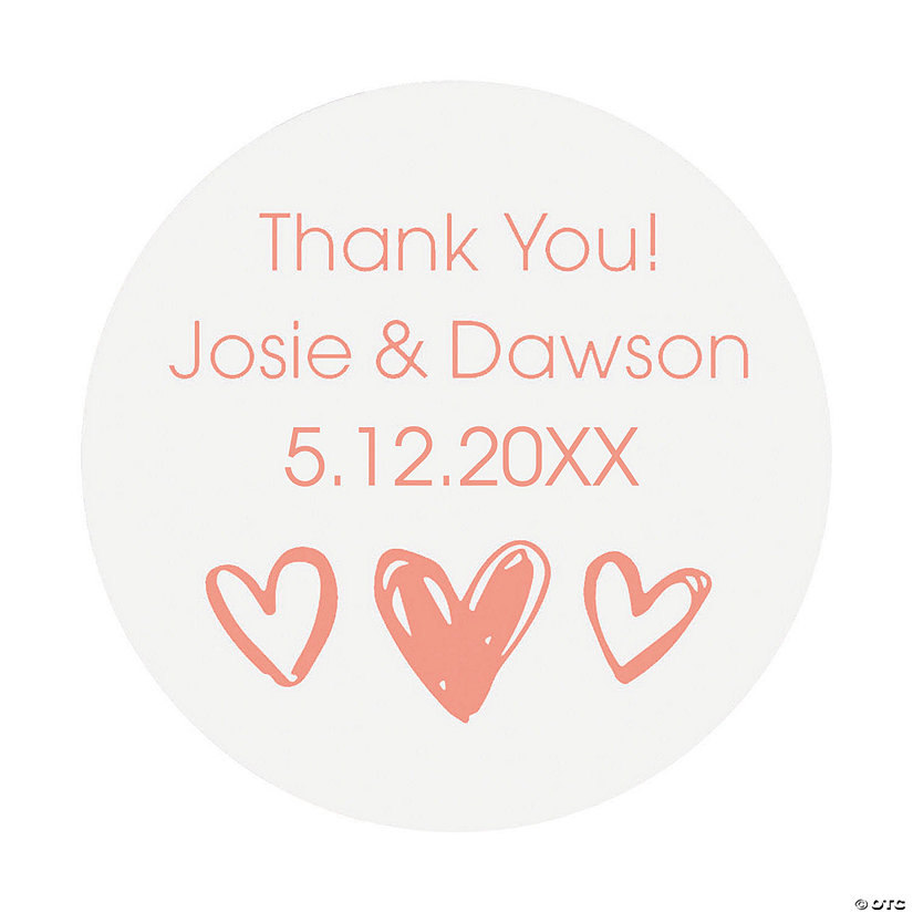 Bulk 144 Pc. Personalized Hearts Clear Favor Stickers Image Thumbnail