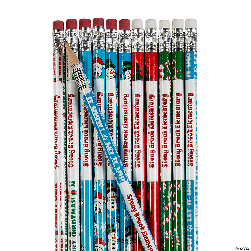 Bulk 144 Pc. Personalized Holiday Pencil Assortment Image Thumbnail