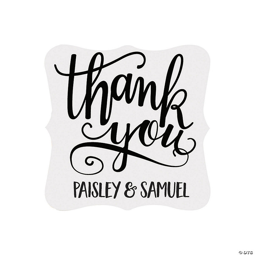 Bulk 144 Pc. Personalized Ornate Die Cut Thank You Stickers Image Thumbnail